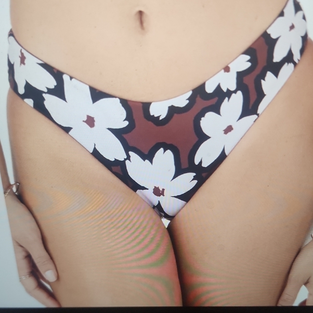 Hurley Bold Daisy Mid Rise Bikini Bottom Size L